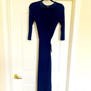 Royal Blue Wrap Maxi Dress with Adjustable Ties